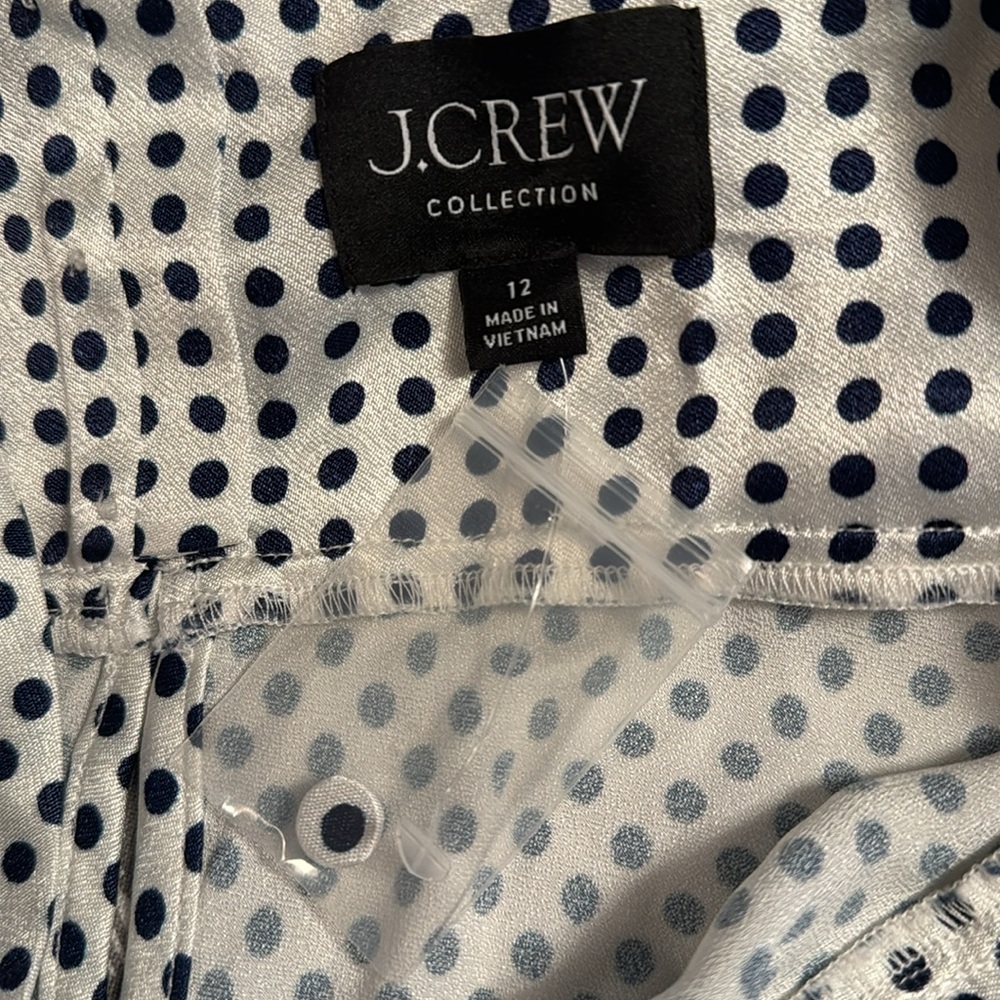 J.Crew Collection full-length luster crepe V-neck slip dress dot print BU220 - Picture 5 of 13